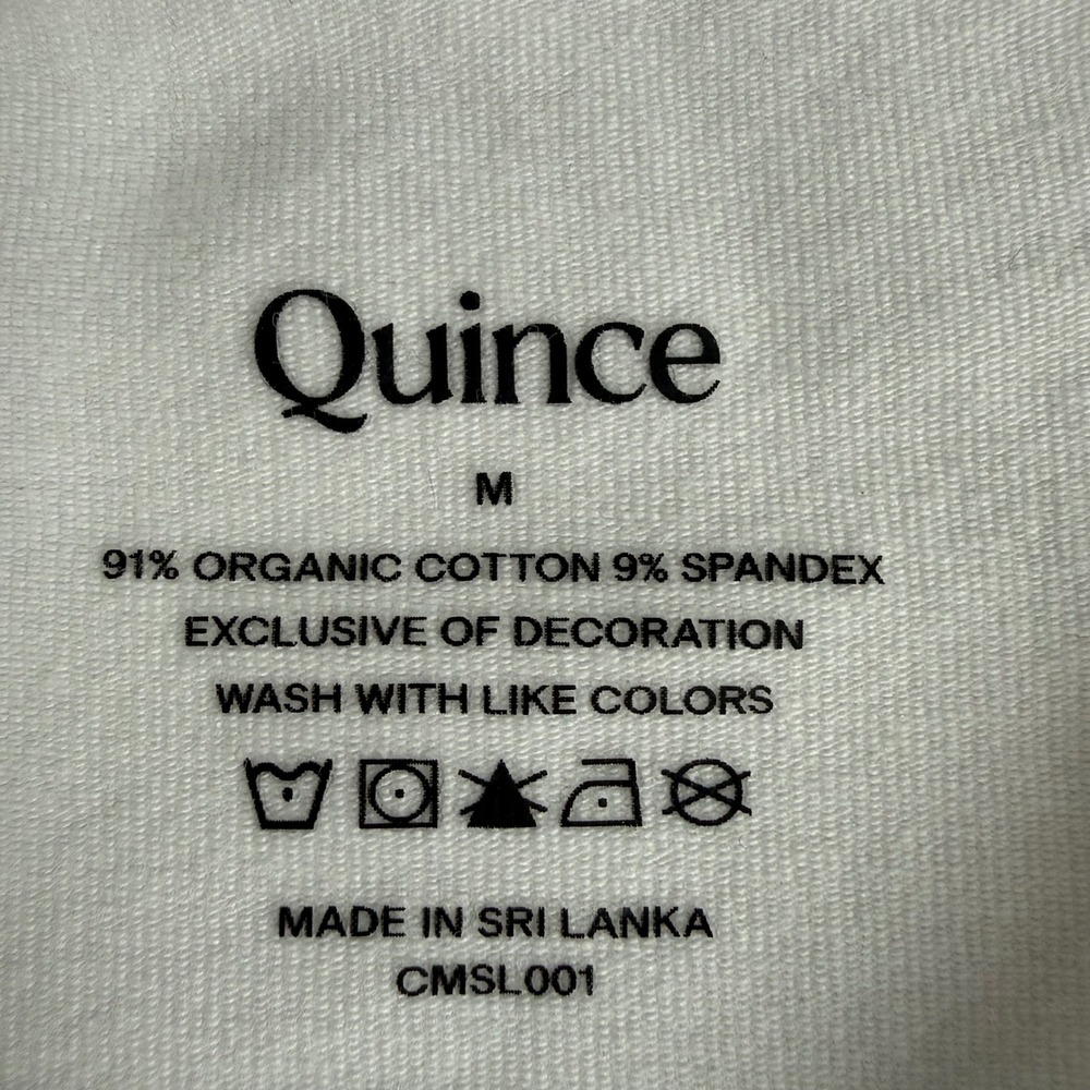 Quince Bodysuit Women M‎ White Organic Cotton Minimalist Stretch Layering Top - Picture 3 of 7